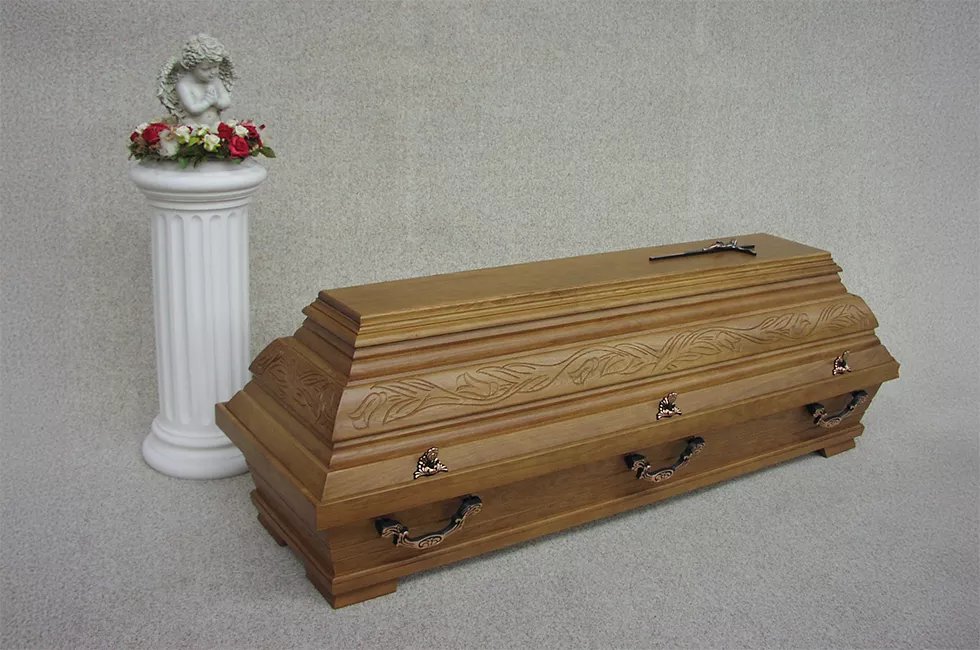 Sarg Eiche mit Messing Griffen